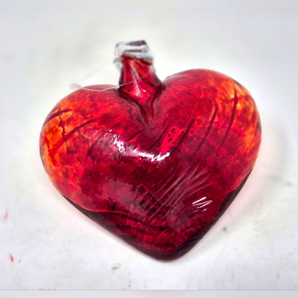 Hand Blown Art Glass Heart Sun Catcher/Ornament